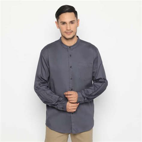 Promo Rbj Kemeja Polos Twill Rayon Koko Krah Shanghai Abu Tua Regular