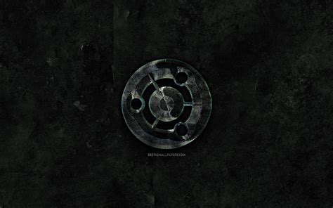 Ubuntu stone logo, black stone background, Linux, creative, grunge ...