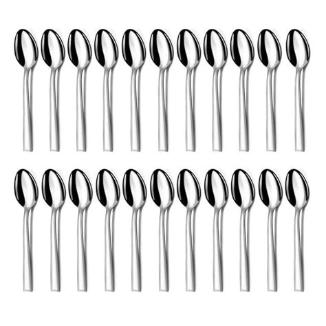 Bestdin 24 Pieces Dinner Spoons Set 7 5 Stainless Steel Table Soup Spoon Set Texture Design