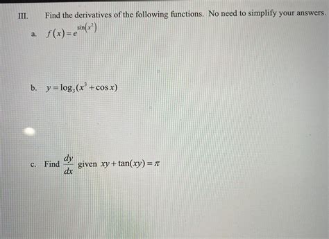 Answered Ii Find The Derivatives Of The Bartleby