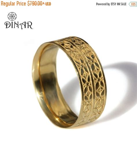 Art Deco Solid Gold Wedding Band, 14k Yellow Gold Women Wedding Band ...