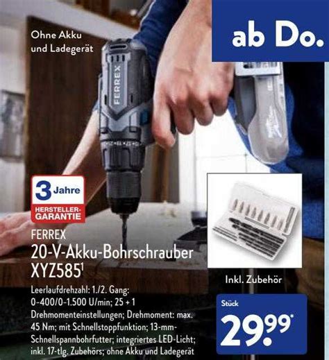 Ferrex V Akku Bohrschrauber Xyz Angebot Bei Aldi Nord Prospekte De