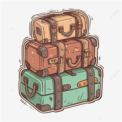 Stack Of Suitcases Colored In A Fun Vector Clipart Suitcases