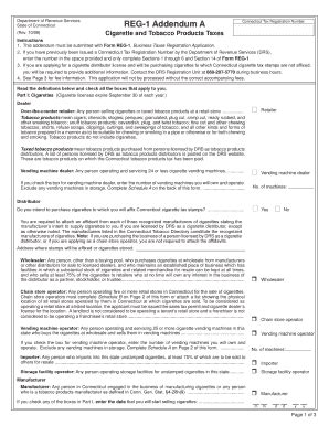 Fillable Online Ct Reg Addendum A Cigarette And Tobacco Products