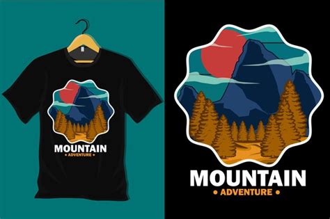 Design De Camiseta Vintage Retr De Aventura De Montanha Vetor Premium