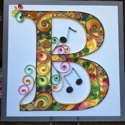 Quilling Quilled Paper Monogram Lightweight Cardstock Letter B Musical Notes Home