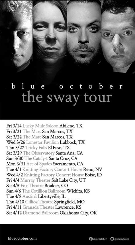 Blue October Announce “The Sway Tour” – Digital Tour Bus | Blue october ...