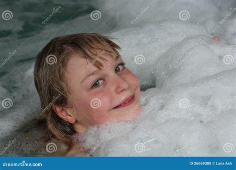 Girl In Hot Tub With Bubbles Stock Photo Image Of Breath Activity 26669308