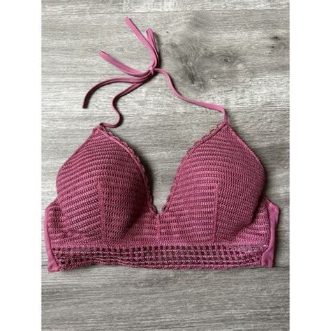 Shade Shore Swim Womens Light Lift Crochet Triangle Bikini Top