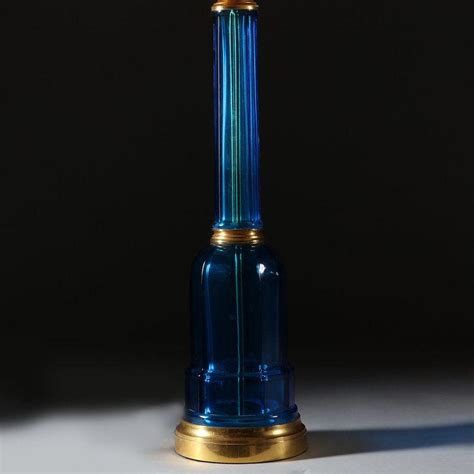 An Imperial Blue Glass Lamp | BADA