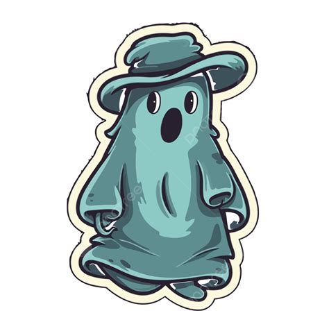 Cartoon Ghost Sticker On A Dark Background Clipart Vector Ghost