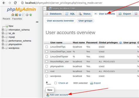 How To Create A New Mysql User Via Phpmyadmin