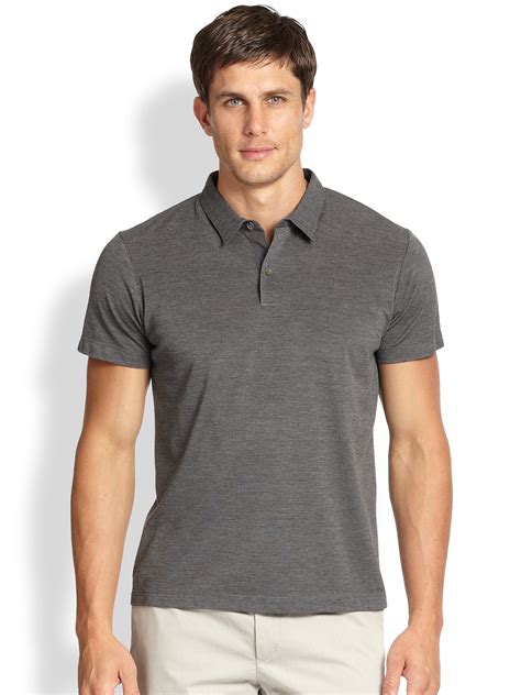 Theory Bron Plato Silk Cotton Polo Shirt in Gray for Men | Lyst