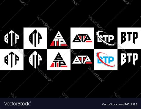 Btp Letter Logo Design In Six Style Polygon Vector Image