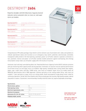 Mbm Destroyit Shredder Spec Sheet Manualzz