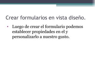 Creación de Formularios en Access PPT