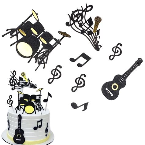 Buy 8 Pcs Music Notes Cake Toppers Musical Theme Birthday Party