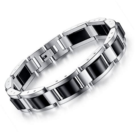 Feraco Mens Magnetic Bracelets Pain Relief For Arthritis Classic Balck