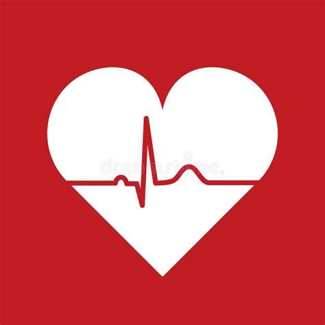 Electrocardiograma Normal Ekg Ecg Con Corazón En El Medio Línea De Latido Velocidad De Pulso