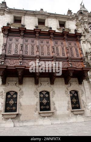 The Archbishop Palace Of Lima Located On The Plaza Mayor Of Lima Peru