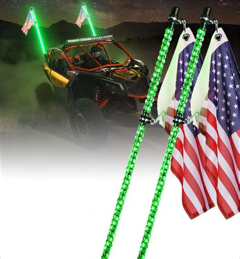 xprite pc  ft green led spiral whip lights wamerican flag rocker