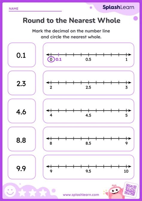 Round Decimals To The Nearest Whole Using Number Line — Printable Worksheets Library