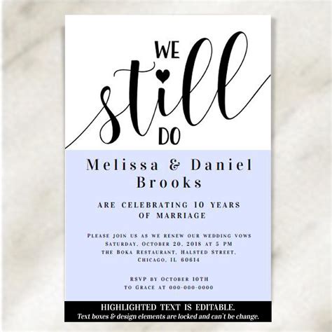 We Still Do Invitations Vow Renewal Invitation Template Etsy