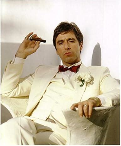 Scarface Al Pacino As Tony Montana Seated In White Smoking Cigar 8 X 10