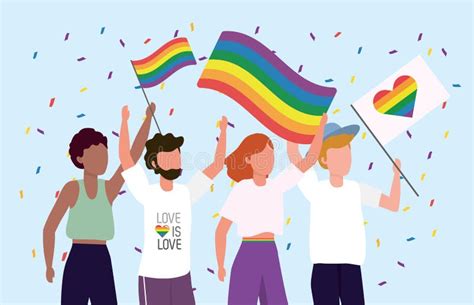 Lgbt Community Together To Celebrate Parade Freedom Stock Vector