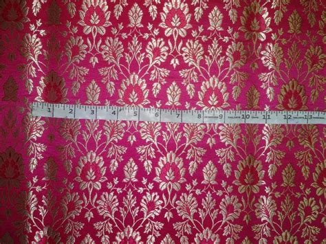 Heavy Silk Brocade Fabric Hot Pink X Metallic Gold Color 36 Wide Bro5