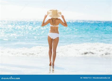 Woman In Bikini Walking On Beach Stock Photo Image Of Summertime