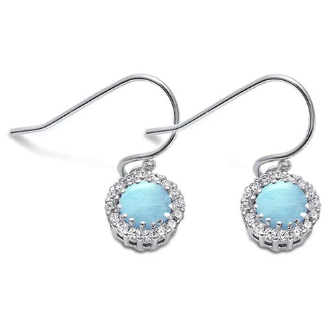 Natural Larimar And Cubic Zirconia 925 Sterling Silver Earrings Sonara