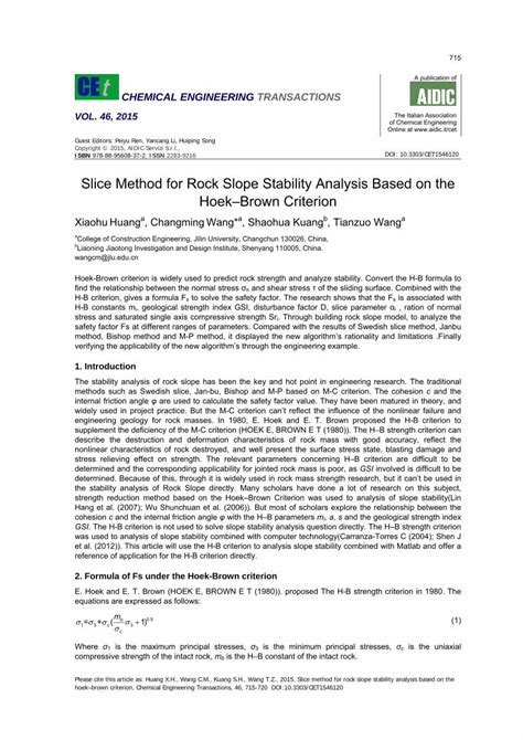 PDF Slice Method For Rock Slope Stability Analysis Based On PDF