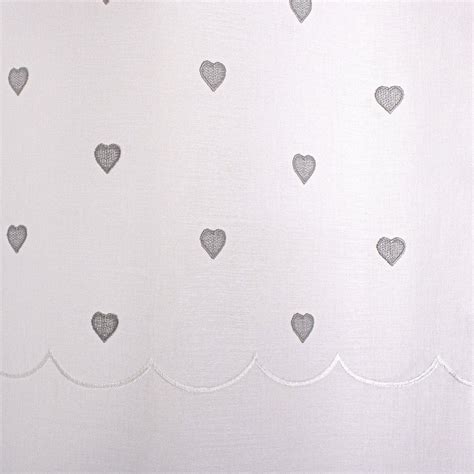 Paire de voilages passe tringle 60 x 160 cm Cœurs Gris Rideau