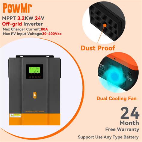 PowMr 3 2KW Hybrid Solar Inverter 230Vac PV Start Voltage 30Voc Built