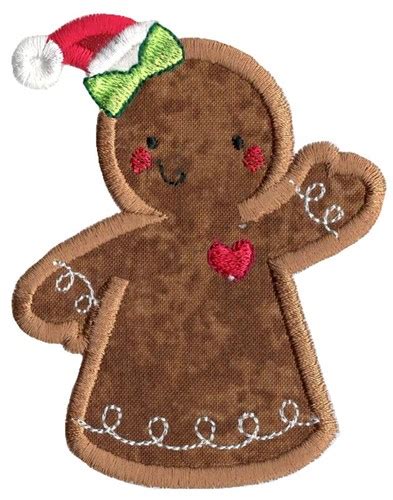 Christmas Gingerbread Lady Applique Machine Embroidery Design