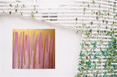 Gold Drip With Glitter Pink Acrylic Painting, Wall Art Decor, Room ...