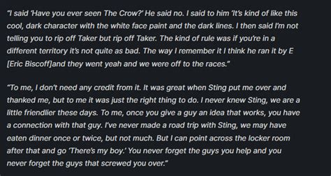 Never forget Scott Hall asked Sting "You ever see The Crow?" and ...