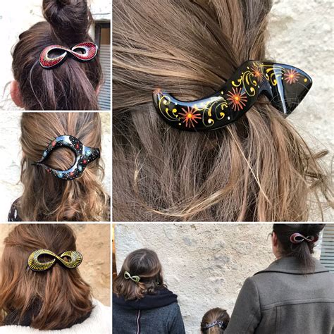 Barrettes Artisanales Illustr Es Barrette Barrettes Coiffure Ete