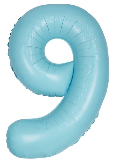 Inflated Matte Pastel Blue Number 9 Helium Balloon On Weight 13899 Wgt