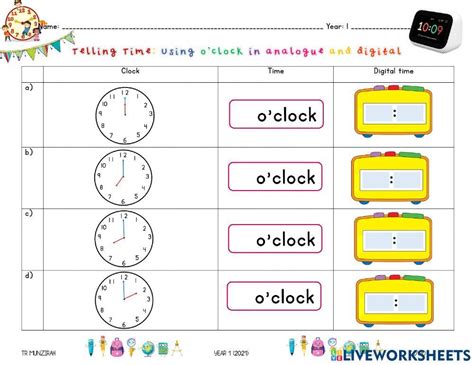 Time OClock Interactive Worksheet Live Worksheets Worksheets Library