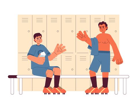 Men in changing room flat concept vector spot illustration