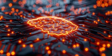 Topview Neon Circuit Board Symbolizing Artificial Intelligence