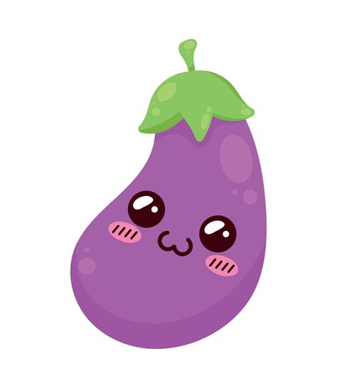 Car Cter Kawaii De Berenjena Lindo Kawaii Eggplant Icono De Dibujos