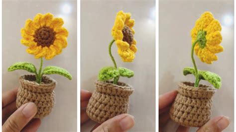 1 Cách Móc Chậu Hoa Cúc Mini Ốc Sên Handmade How to crochet mini