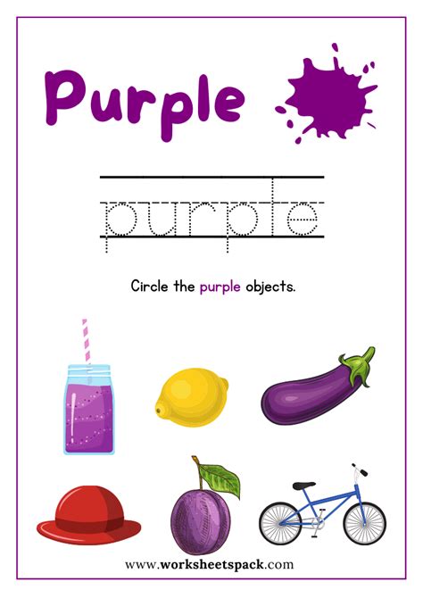 Purple Color Sheet Printable Free Pdf Color Purple Worksheet For Preschool Worksheetspack