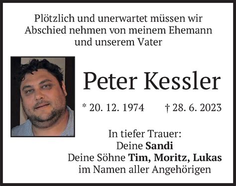 Traueranzeigen Von Peter Kessler Trauer Merkur De