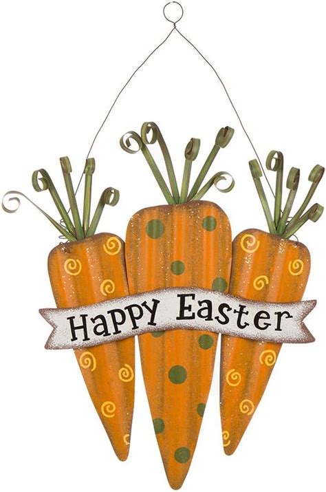 Amazon Glitzhome Handcrafted Iron Happy Easter Carrot Wall Hanging