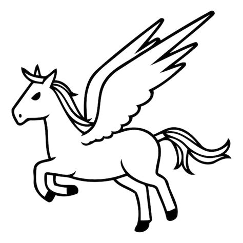 Unicornio con alas volando en las nubes Ilustración vectorial Vector