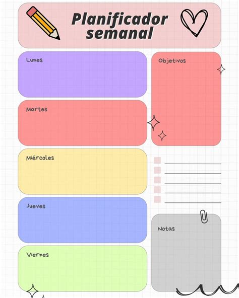 Weekly Planner Planificador Semanal Etsy